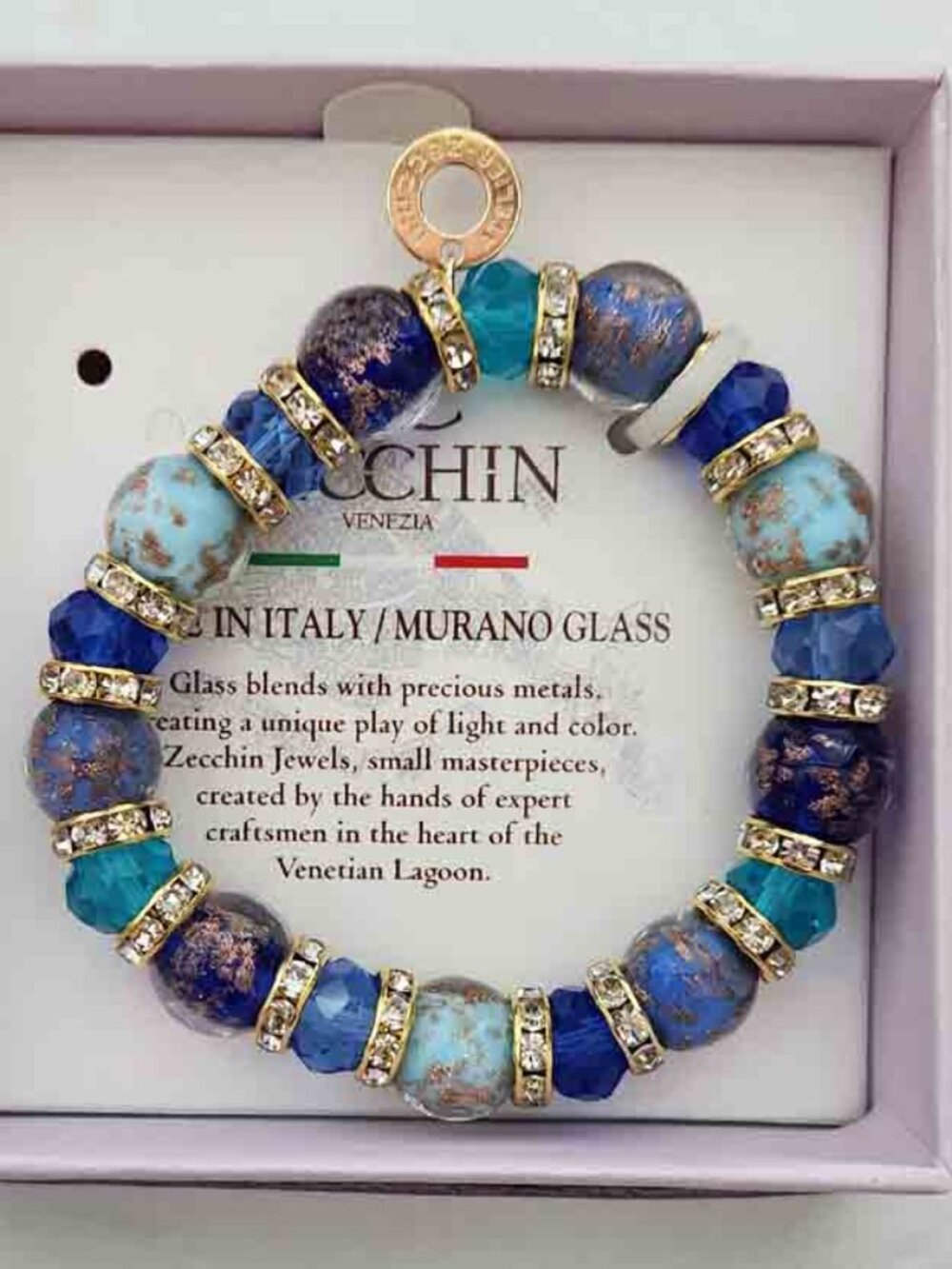 CC Zecchin Venezia Handmade Murano Glass Beads Bracelet Multicolor Italy